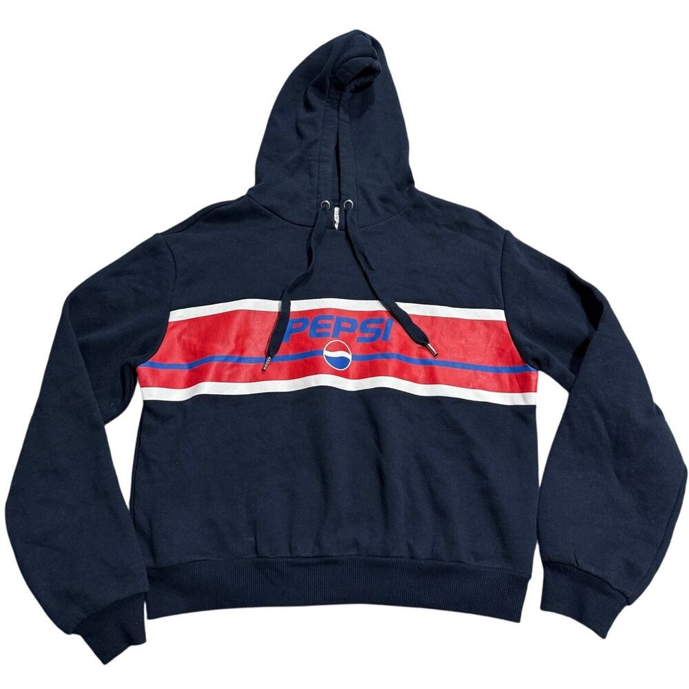H&M Divided Pepsi Sweatshirt Hoodie Logo Women's Size Small Cropped Blue Red
